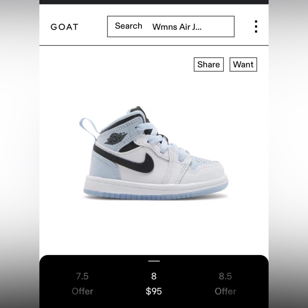 2023 Air Jordan 1 Mid SE “White Ice Blue” Toddler